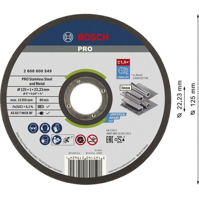 Bosch - Trenn-/Schleifscheibe PRO Stainless Steel and 2608600549 Metal Trennscheibe
