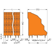 WAGO - Leiterplattenklemme Vierstock-Leiterplattenkl. 738-306 2,5mm² − 24 Stück