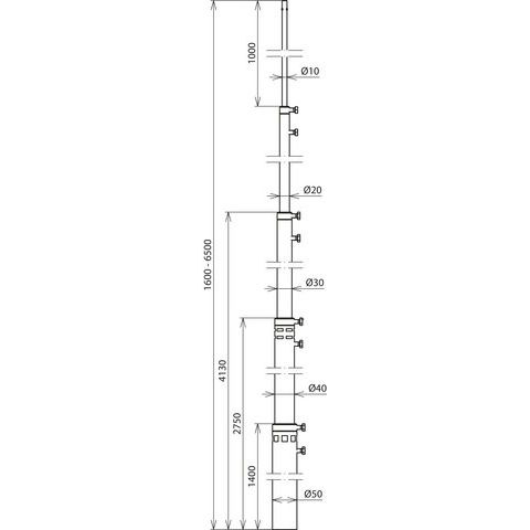 DEHN - Fangeinrichtung für Blitzschutz Fangstange FS T D50 5500 6500AL L1,6m - 6,5m
