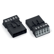 WAGO - Steckverbinder für steckbare Gebäudeinstallation Stecker 5-polig 890-215 Kod. A,schwarz − 50 Stück