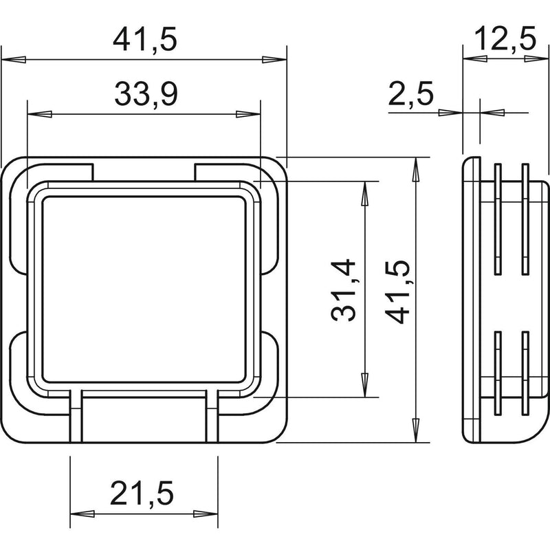 OBO Bettermann - Schutzkappe/Abdeckung für Stiel/Profilschiene Endkappe MS4141 EK 41x41mm − 50 Stück