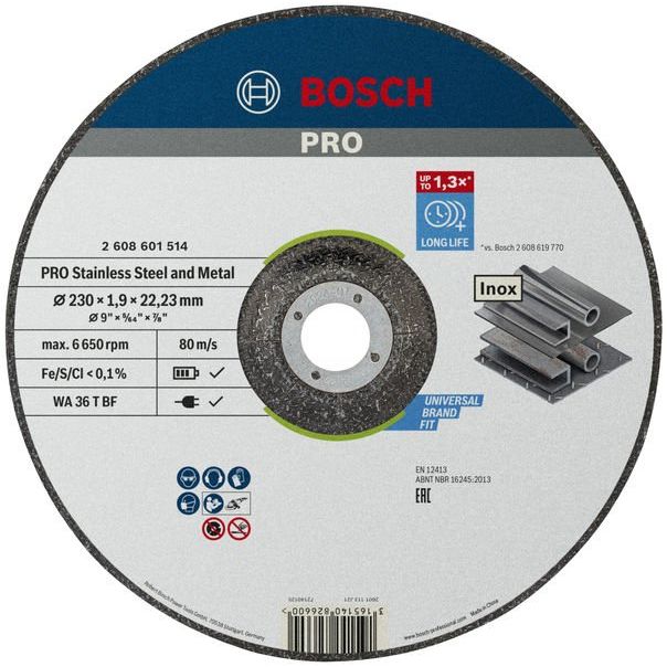 Bosch - Trenn-/Schleifscheibe PRO Stainless Steel and 2608601514 Metal Trennscheibe