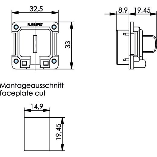 Telegärtner - Zubehör/Ersatzteile für modulares Anschlusssystem EB-Flansch ohne Montageset 100023157 für AMJ-Modul/Kuppl