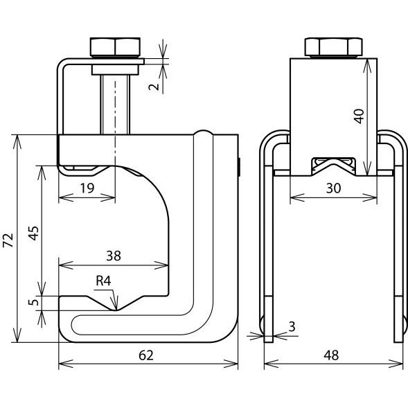 DEHN - Verbinder für Blitzschutz Druckbügelklemme VKDB2032810FL#308036 St/blank