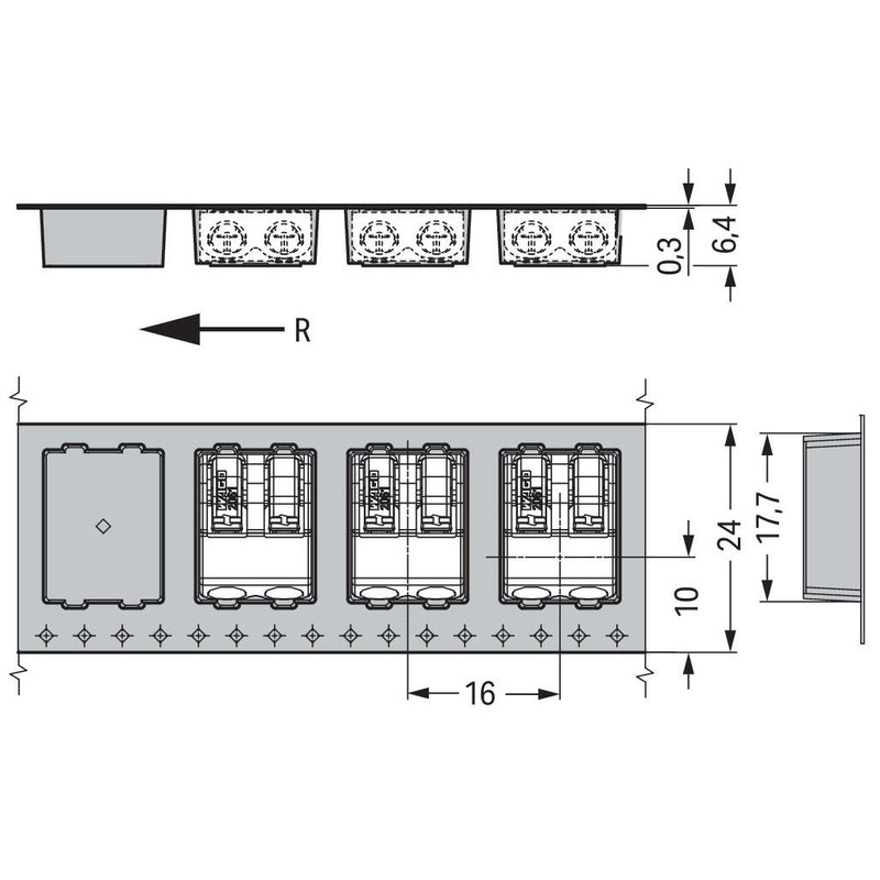 WAGO - Ein- und mehrpolige Klemmenleiste SMD-Leiterplattenklemme 2061-602/998-404 Drücker,1,5 mm²,weiß − 6300 Stück