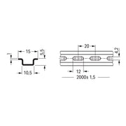WAGO - Tragschiene 210-111 15x5,5x1x2000mm gel
