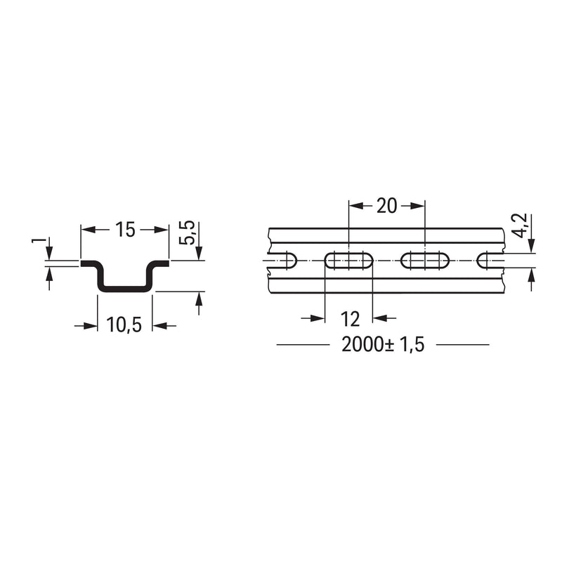 WAGO - Tragschiene 210-111 15x5,5x1x2000mm gel