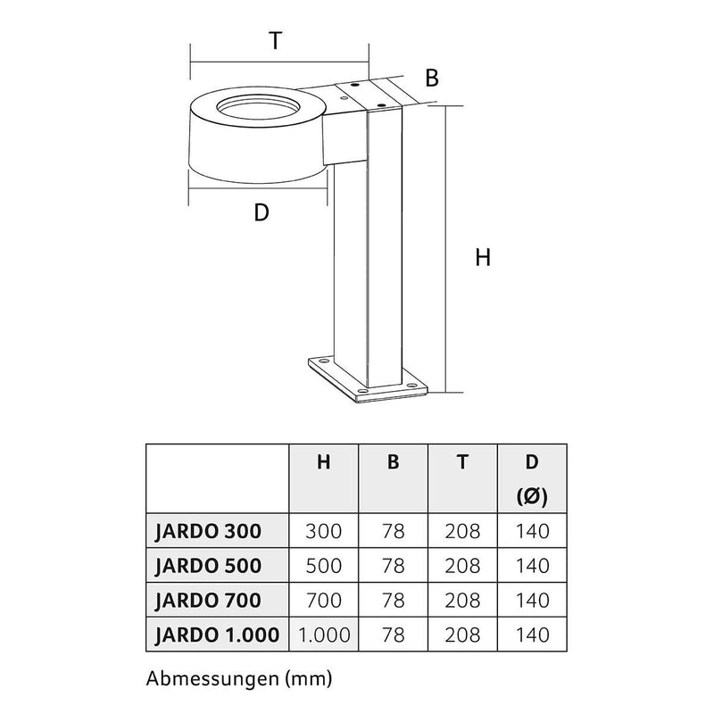 Abalight - Wegeleuchte LED-Pollerleuchte JARDO-1000-8-840-B 840, sw, 1000mm