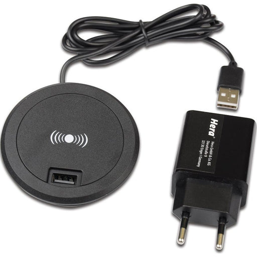 Hera - USB-Spannungsversorgung Qi Fast-Charger 75mm 61500052003 schwarz