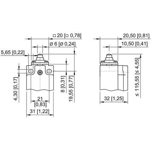 Stahl - Einzelpositionsschalter Sprungschalter 8060/2-2-W-60 Stößel