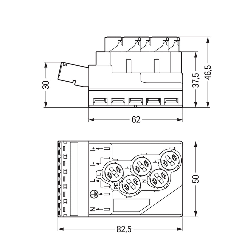 WAGO - Flachleitungsadapter für steckbare Gebäudeinstallation Einspeisemodul 772-277/080-000 − 10 Stück