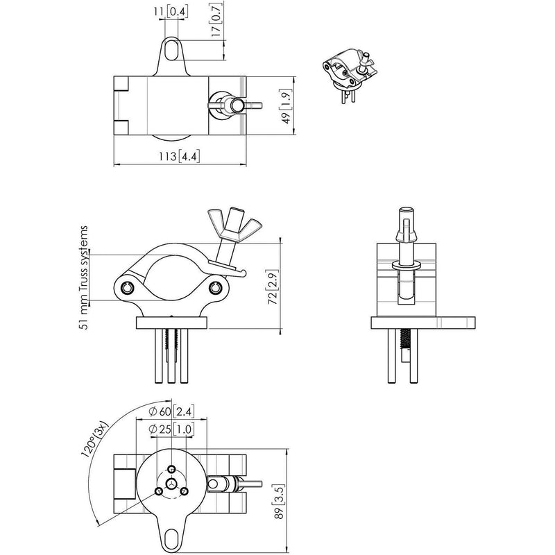 Vogels - Zubehör/Ersatzteile für Unterhaltungselektronik Traversenadapter PUC1051 si Connect-it,f.PUC24xx