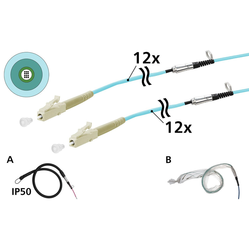 Metz Connect - System-Patchkabel LWL OpDAT VIK Universalkabel 152U125JJ5075G 12xOM3, LC-LC, 75 m
