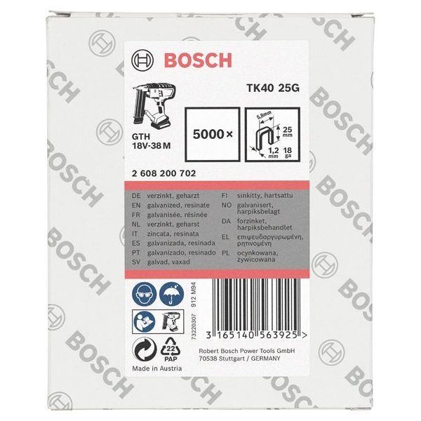 Bosch - Heftklammer Schmalrückenklammer TK40 2608200702 25G 5,8 mm 1,2 mm 25