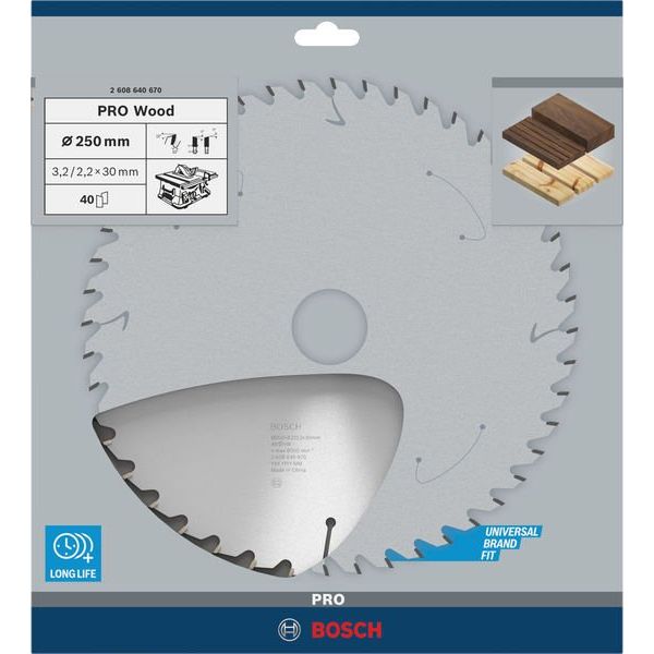 Bosch - Kreissägeblatt PRO Wood Kreissägeblatt, 2608640670 250 x 3,2 x 30 mm
