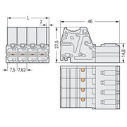 WAGO - Ein- und mehrpolige Klemmenleiste 1-Leiter-Stiftleiste 831-3206/000-9034 CAGECLAMP,10mm²,lgr − 24 Stück
