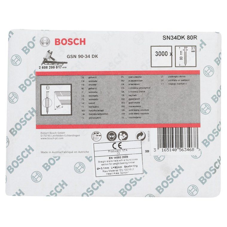 Bosch - Nagel für Nagelgerät D-Kopf Streifennagel 2608200017 SN34DK 80R 3,1 mm 80