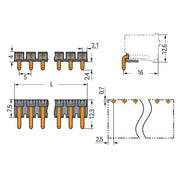 WAGO - Leiterplattensteckverbinder THR-Stiftleiste Lötstift 2092-1725/200-000 1,4mm,abgewinkelt,sw − 300 Stück