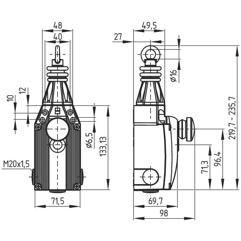 Schmersal - NOT-AUS-Seilzugschalter Seilzugschalter ZQ 900-13N TQ 900 / ZQ 900