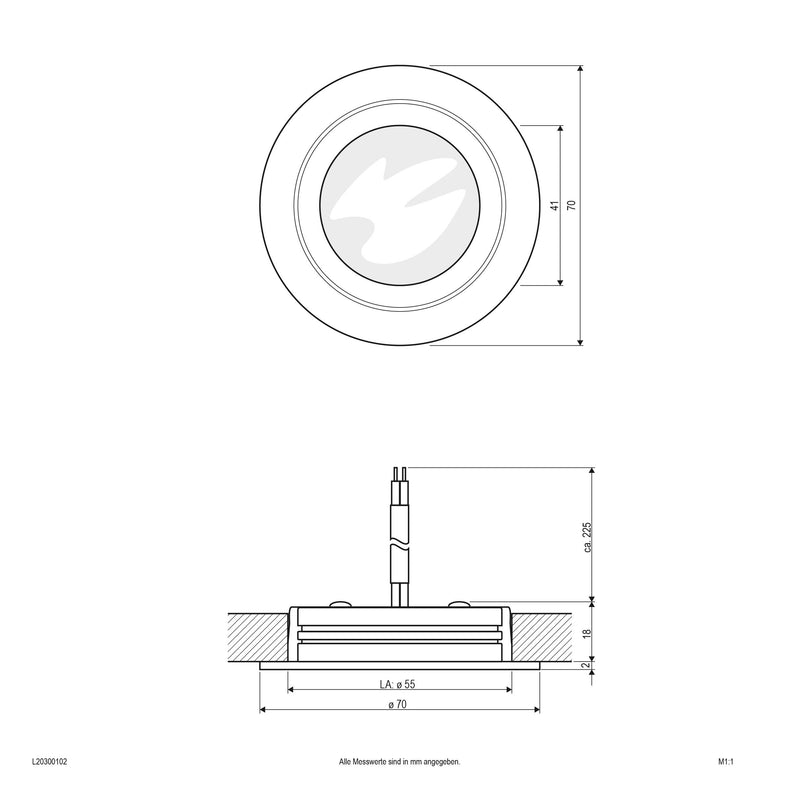EVN Lichttechnik - Downlight/Strahler/Flutlicht P-LED Möbeleinbauleuchte L20300102 ws IP20 350mA 3W 3000K