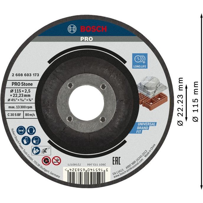 Bosch - Trenn-/Schleifscheibe PRO Stone Trennscheibe, 2608603173 115 x 2,5 x 22,23 mm