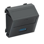 OBO Bettermann - Einsatz/Abdeckung für Kommunikationstechnik Multimediaträger USB 3.0A MTS-U3A S SWGR1 45x45mm sw-gr