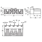 WAGO - Leiterplattensteckverbinder Stecker für Leiterplatten 770-855 5-polig,grau − 50 Stück