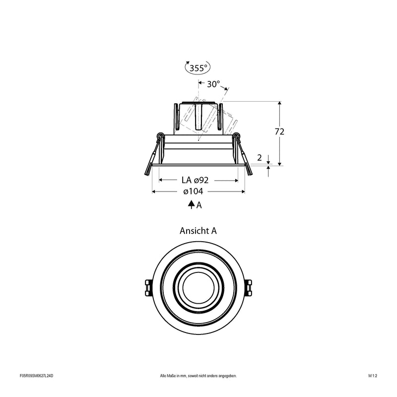 EVN Lichttechnik - Downlight/Strahler/Flutlicht LED-Einbauleuchte modular F05R09SM0627L24D Konfigurationstype