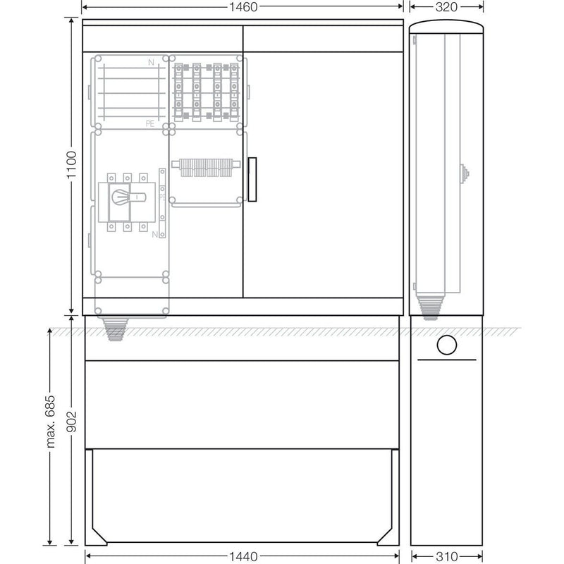 Hensel - Verteilerschrank für Energieversorgung Ladeverteiler Mi EV 22kW 4010 f.4 Ladep. a 22kW