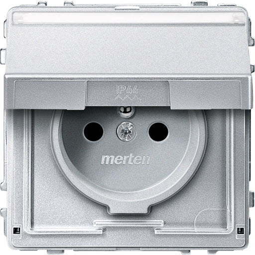 Merten - Steckdose alu MEG2612-7260 Schuko.stift Klappd