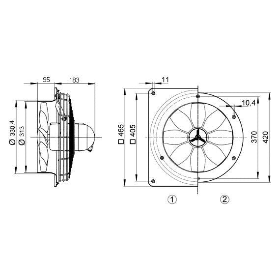 Maico - Explosionsgeschützter Ventilator Axial-Wandventilator DZS 30/2 B Ex e ex-geschuetzt DN 300  − 1 Stück
