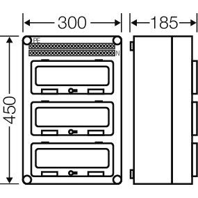 Hensel - Installationskleinverteiler Automatengehäuse Mi 1333 36TE m.3Klappdeckeln − 1 Stück
