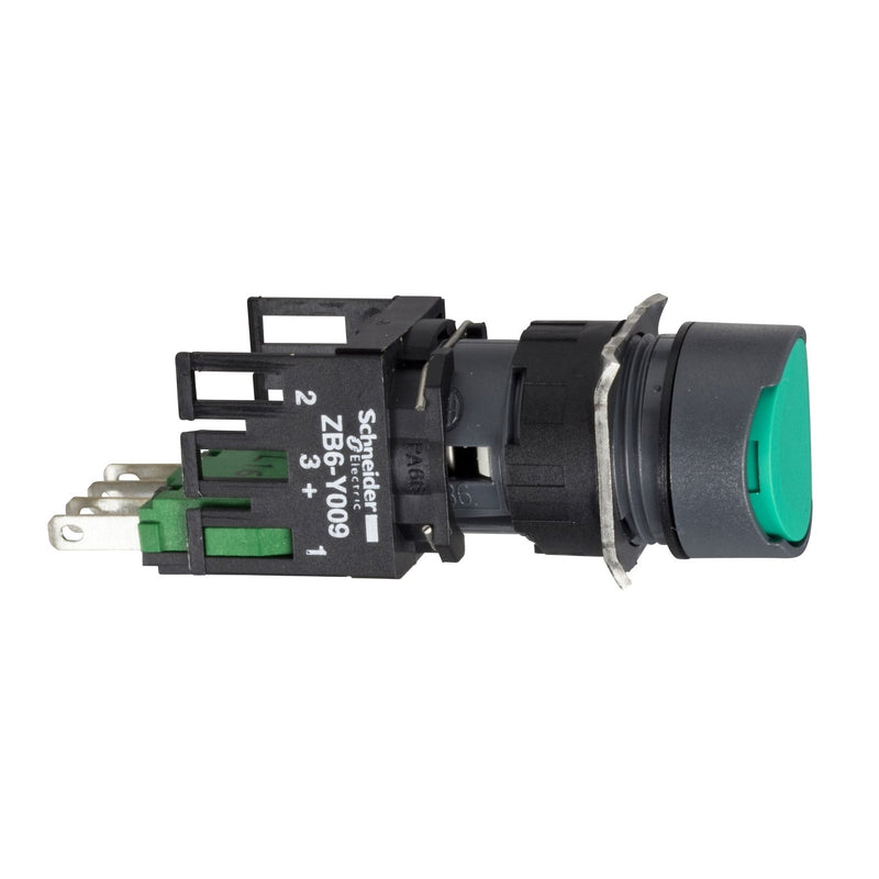Schneider Electric - Drucktaster, Komplettgerät Drucktaster, grün XB6AA35B o. Rastung, 1S+1Ö