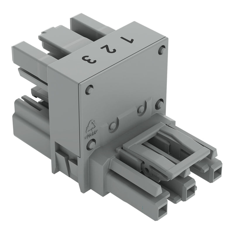 WAGO - Kompaktverteiler für steckbare Gebäudeinstallation h-Verteiler,3-polig,Kod. B 770-1767 grau − 50 Stück