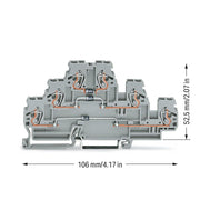WAGO - Bauelement-Reihenklemme Dreistock Diodenklemme 870-596/281-673 grau 2,5qmm − 50 Stück
