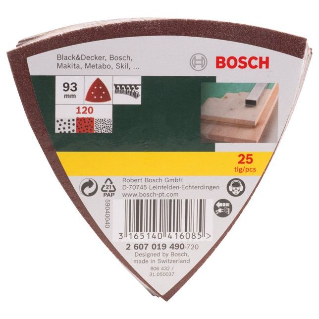 Bosch - Schleifpapierset Schleifblatt-Set für 2607019490 Deltaschleifer 93 mm