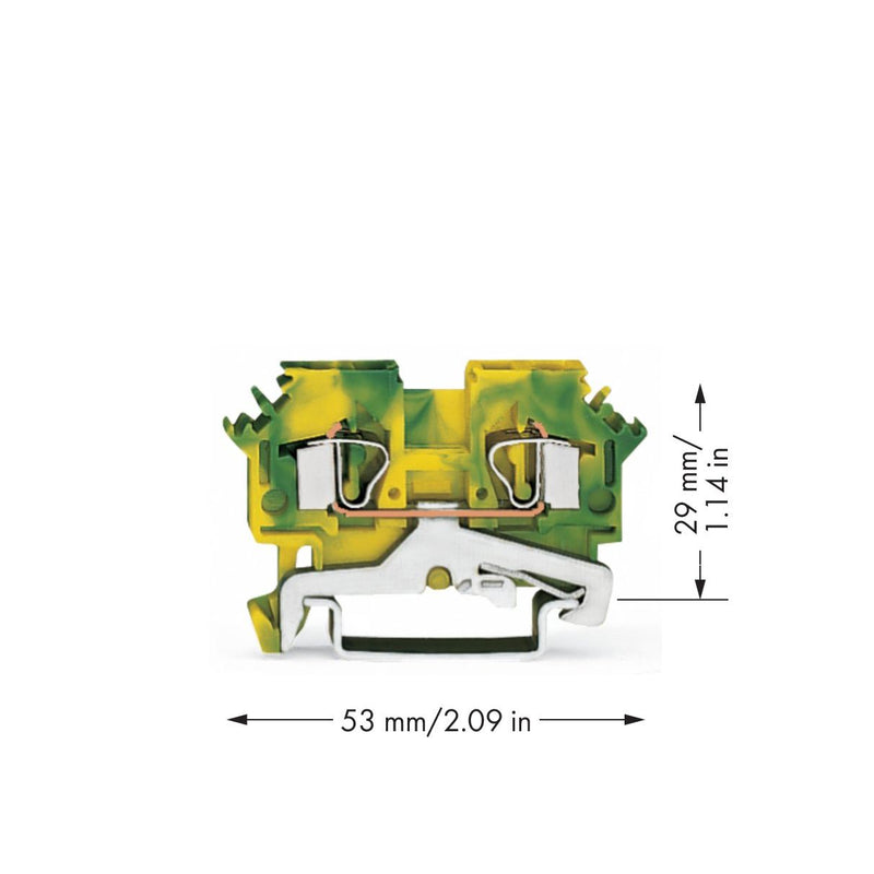 WAGO - Schutzleiter-Reihenklemme 2-Leiter-Schutzleiterklem. 281-607/999-950 4mm² − 50 Stück