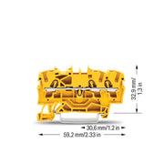 WAGO - Durchgangs-Reihenklemme Durchgangsklemme 2002-1306 3-Leiter, 2,5qmm ge − 100 Stück