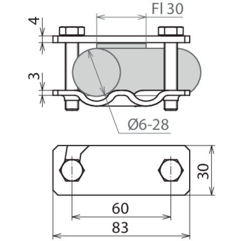 DEHN - Verbinder für Blitzschutz SV-Klemme SVK6.28FL30STBL