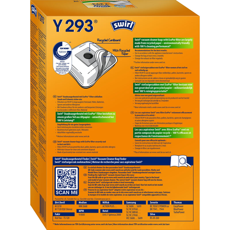 Swirl - Zubehör/Ersatzteile für Bodenpflege Staubbeutel Y 293 EcoPor VE4 für übrige Marken