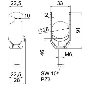 OBO Bettermann - Bügelschelle BS-H2-M-28 A2 2-fach − 50 Stück