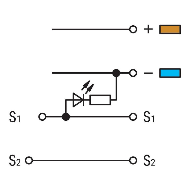 WAGO - Initiator/Aktor-Reihenklemme Initiatoren-LED-Klemme 280-580/281-434 für PNP (plus) − 50 Stück