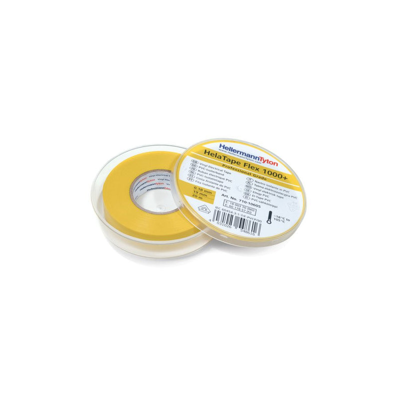 HellermannTyton - Klebeband Premium PVC-Isolierband FLEX1000+19x20 YE 19mmx20m, gelb