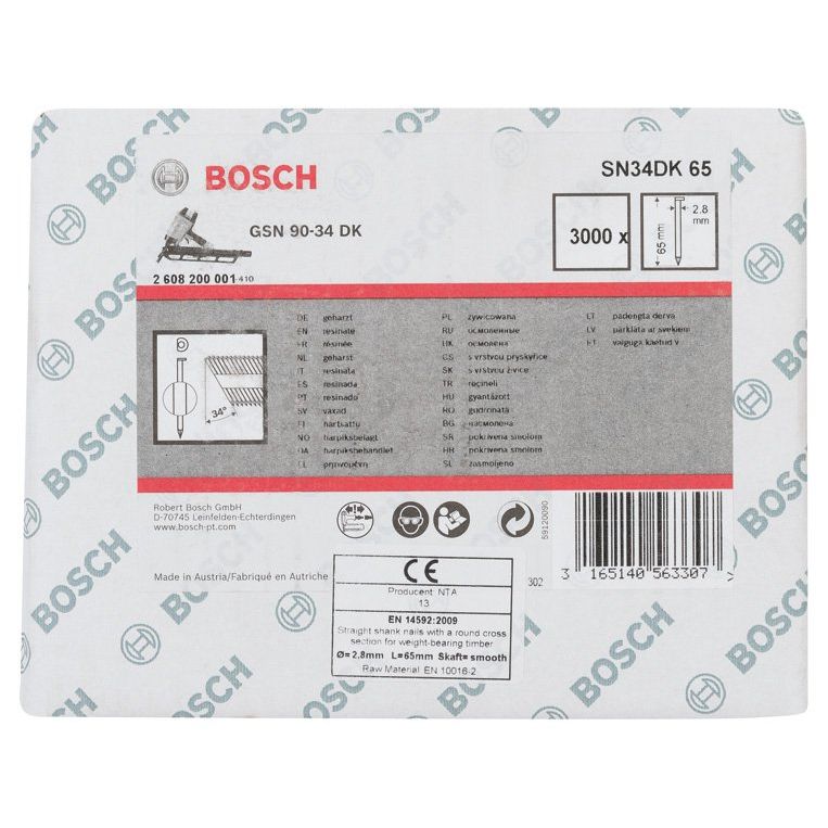 Bosch - Nagel für Nagelgerät D-Kopf Streifennagel 2608200001 SN34DK 65 2,8 mm 65