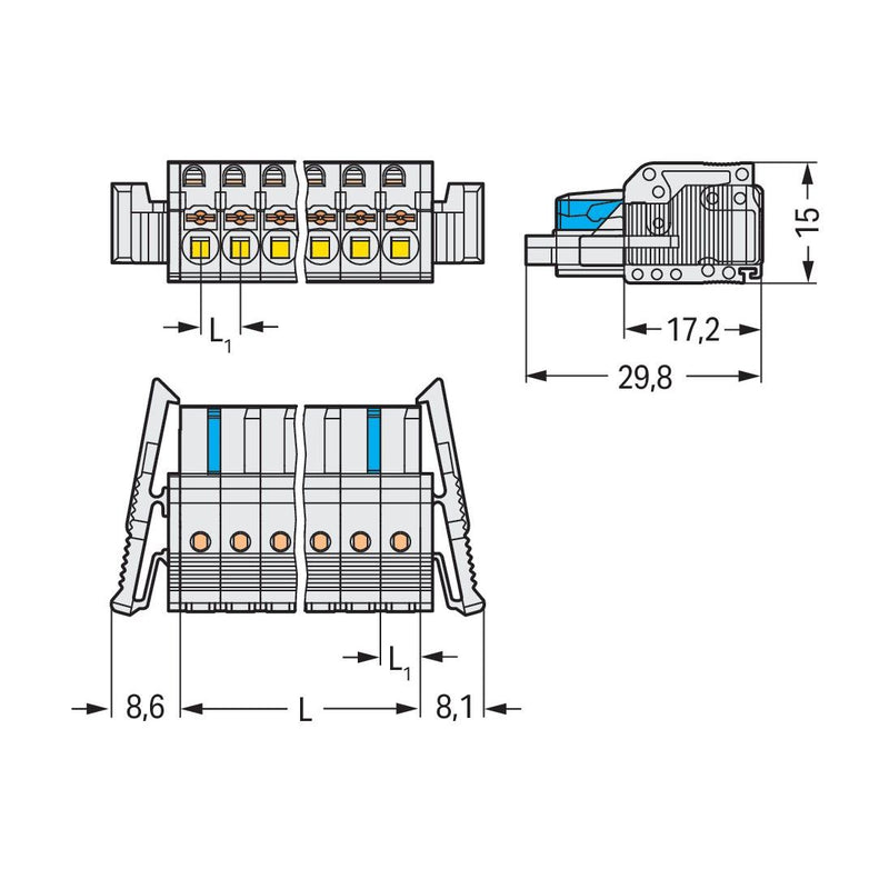 WAGO - Kabelsteckverbinder für Leiterplattensteckverbinder 1-Leiter-Federleiste 2721-114/037-000 Push-inCAGECLAMP,lgr − 25 Stück