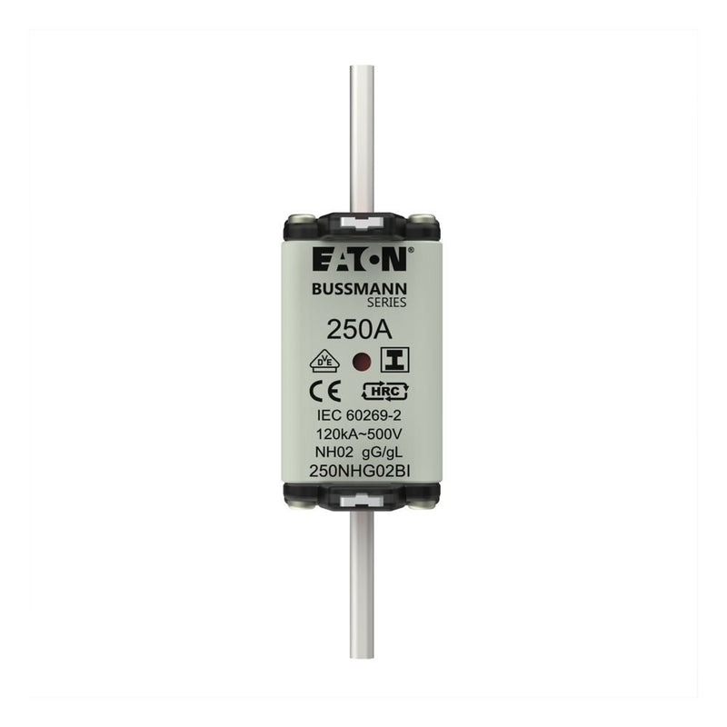 Eaton - Messersicherung Sicherungseinsatz Nieders. 250NHG02BI 250A AC 500V 120kA − 3 Stück