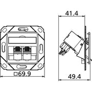 Metz Connect - Kommunikationsanschlussdose Kupfer Anschlussdose C6Amodul Upk 130B12D21102-E 2Port 270 Upk,rws − 10 Stück