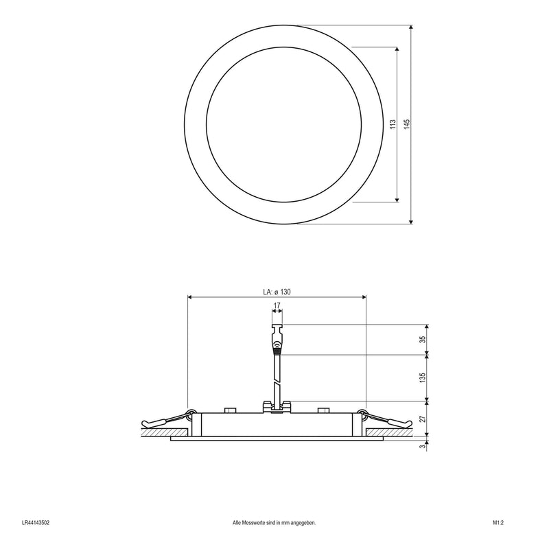 EVN Lichttechnik - Decken-/Wandleuchte LED-Einbaupanel LR44143502 ws 3000K 350mA IP44