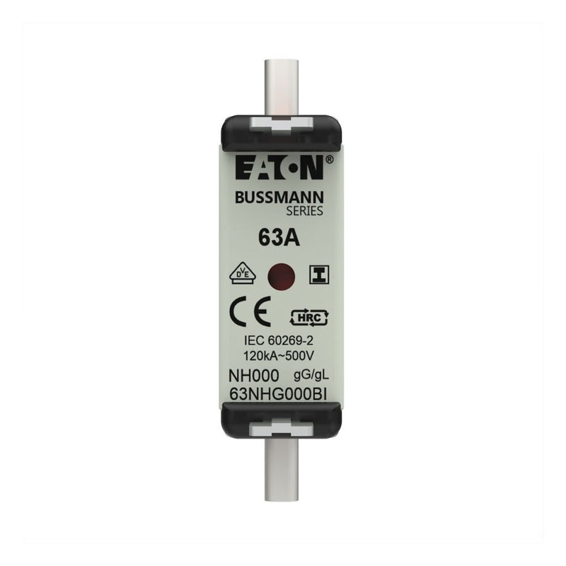 Eaton - Messersicherung Sicherungseinsatz Nieders. 63NHG000BI 63A AC 500V 120kA − 3 Stück