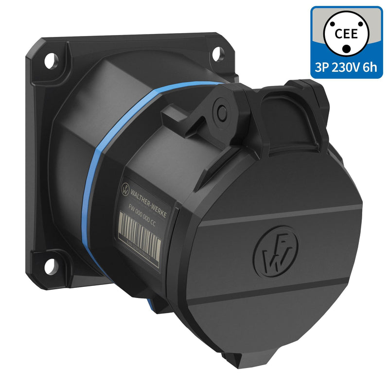 Walther Werke - CEE-Anbausteckdose (IEC 60309) CEE NEO Anbaudose schräg FW531306SK 32A 3P 6h IP54